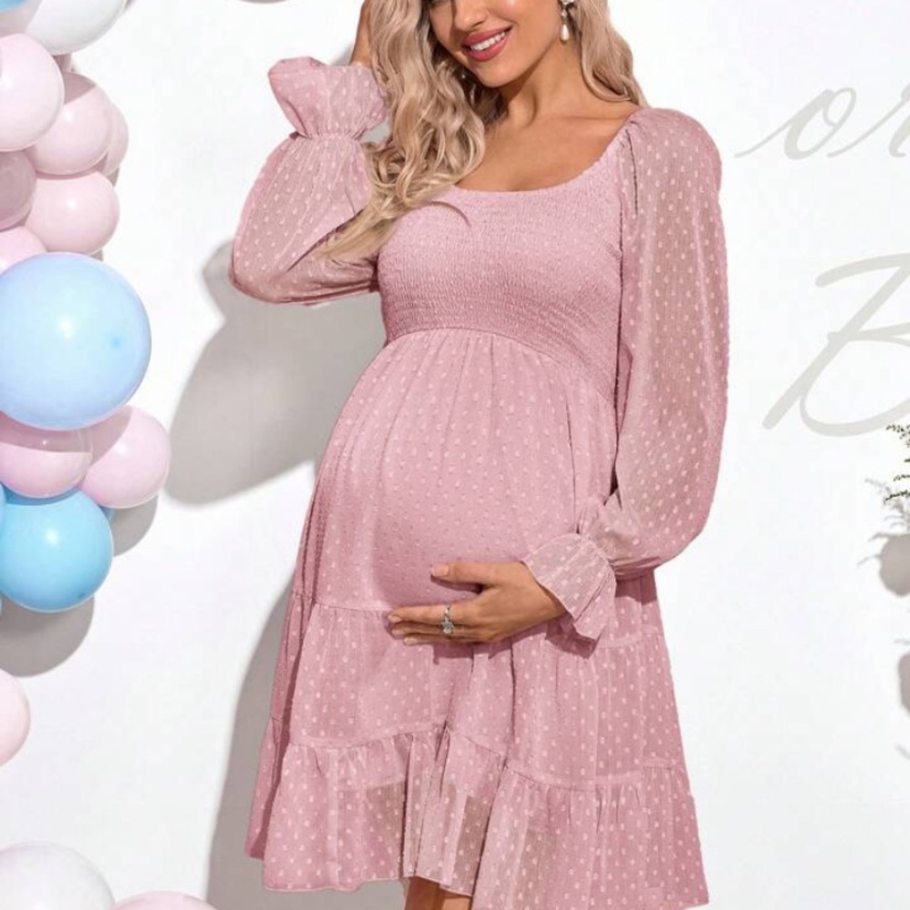 Elegant Pink Maternity Dress - perfect for baby shower/sprinkle